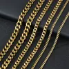 Stainless Steel Cuban Link Chains Necklaces For Men Women Black Gold Link Chain Chokers Necklace Solid Metal Hip Hop Jewelry 3mm 5mm 7mm