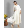 Etniska kläder Kvinnor arbetar vit färg bomull kurti palazzo dupatta byxa