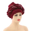 Beanie Skull Caps Turbanti per le donne Beanie pieghettato Headwrap Cappello africano Avvolgere arabo Sciarpa musulmana Hijab Capelli Aso Oke Auto Gele Readymade to Wear 230919