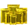 Sacs de rangement 100pcs Gold Mylar Feuille Self Seal Sac Tear Notch Réutilisable Refermable Snack Thé Café Emballage Pouches299c