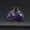 Stud Earrings Natural Stone Earring Amethyst Lapis Lazuli Agate Opal Aventurine Ear Studs For Women Dangler Eardrop Jewelry 33X17.5mm