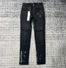 2024 PU MAN JEANS JELONER JEANS جينز جينز ممزق راكب الدراجة النارية نحيف مستقيم السراويل الضيق مصمم الجينز جينز جينز رجالي الاتجاه العلامة