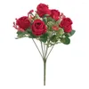 Decorative Flowers Artificial Rose Long-lasting Realistic Simulation Maintenance-free Fake Flower Bouquet For Wedding