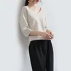 Pulls pour femmes Mode d'été Pull en laine Col en V Lâche Fond tricoté Manches à cinq points Tout-Match Top Section mince