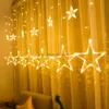 LED-Strings-Party, 138 LED-Stern-Lichterkette, wasserdicht, 8 Modi, warmweiße Vorhanglichter für Ramadan-Party, Schlafzimmer, Hochzeit, Weihnachtsdekoration, HKD230919