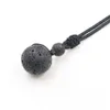 YJXP Natural Lava Stone Pendant Rope Chain Necklace 18mm Volcanic Round Bead Trendy Necklaces Lucky Charms Amulet Jewelry 1 Pcs288J