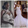 Arabe Aso Ebi Vintage dentelle perlée robes de mariée col transparent sirène robes de mariée Sexy pas cher robes de mariée 0413310x