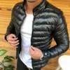 Masculino para baixo parkas quente masculino cor sólida casaco de couro falso gola de pele com zíper manga longa casual jaqueta de algodão masculino inverno novo t230919