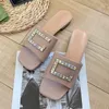 New Flat Bottom Couple Slippers Luxury Designer Classic Letter Rhinestone Two Styles of Sandals Leather Large Sole Slingback Non slides Couple House Slippers