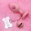 Adult Massager Customizable Cat Leg Pattern Anal Plug Tag Bell Can Hang English Letters Backyard Silicone Butt Sextoy for Couple