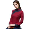Этническая одежда, льняной китайский традиционный топ, рубашка Ципао для женщин, рубашки в стиле Cheongsam, блузка, женский халат больших размеров Chinoise201f