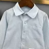 designer Baby Shirt Chest pocket decoration Kids lapel top SIZE 100-160 CM Fashion stripe printing Child Blouses Sep15