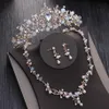 Edle Kristallperlen Perle Gold Braut Sets Strass Diadem Tiaras Halskette Ohrringe Barock Krone Hochzeit Schmuck Set243T