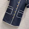 ミラノ滑走路ドレス2023新しい秋のラペルネック半袖ファッションデザイナードレスブランドの同じスタイルドレスmxpv