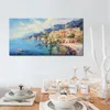 Póster en lienzo de la costa de Amalfi junto al mar con impresiones de imágenes de paisaje marino de la antigua ciudad italiana para decoración para las paredes del salón