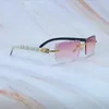 Małe diamentowe okulary przeciwsłoneczne oryginalne marmurowe bawoły luksusowy projektant Carter Rimless okulary przeciwsłoneczne nowe w chłodnych dekoracjach okulary okulary złota rama