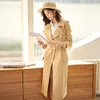 Women's Jackets Spring Fall Women Stand Collar Khaki High Waisted Trench Coat Woman Clothing Slim Cool Long Coats Jacket 230918