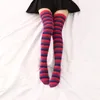 Women Socks Thigh High Long Stockings Over Knee Halloween Cosplay Festival Colorful Stripe For Girls