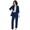 Dames tweedelige broek werkkleding anti-rimpel lente zomer top broek pak set kantoor