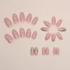 False Nails Glitter Gold Pink Long Ballerina Aurora Press On Full Cover Detachable Nail Tips Women Girls