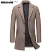 Herr ull blandar Autumn Winter Ny ullrock för män Business Causal Suit Collar Mid-Long Coat POLLED STYCKED GRECH ROCKS Enkla mångsidiga L230919