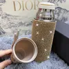 Bouteilles d'eau Couronne cloutée Bling Diamond Tumbler Glitter Bouteille d'eau avec couvercle en acier inoxydable sous vide thermique strass tasse pour les femmes 230919