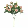 Fleurs décoratives 11 têtes fleur artificielle soie rose vert feuilles d'eucalyptus pivoine faux mariage mariée bouquet fête vase décor à la maison