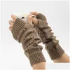 Fingerless Gloves Love Heart Knitted Warm Wrist Arm Er Winter Cloghet Mittens Women Fashion Drop Delivery Accessories Hats Scarves Dhnwh