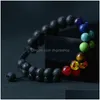 Aggiornamento di perline Doppio strato 7 Chakra Pietra naturale Fili morti Bracciale Lava Rocks Turchese Donna Uomo Bracciali Braccialetti Moda Je Dhjlf