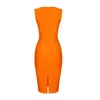 Grundlegende Casual Kleider Hohe Qualität Frauen Promi Party Orange Sexy Ärmel Bodycon Verband Nachtclub FashionDress 230919