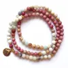 108 Mala Rhodonite équilibre Bracelet Rhodonite nouveau Design Bracelet de Yoga pour femmes guérison cadeau spirituel ite Bracelets Y2007303024
