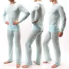 Roupa interior térmica masculina sexy moda perspectiva bodysuit mobiliário doméstico calças de manga comprida conjunto cor sólida roupa de dormir inferior