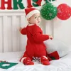 Rompers Christmas Infant Baby Knit Rompershat zestaw dla chłopców kombinezon zima dzieci kombinezon urodzone dziewczyny 230919