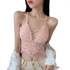 Débardeurs pour femmes Style d'été Français Rétro Crochet Fleur Creux Débardeurs Sling Pur Désir Sexy Construire Mince Peut Porter Soutien-Gorge Femme À L'extérieur B3399