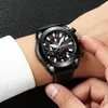 Relogio Masculino watches CRRJU Men's Black Dial Watch Military Date Quartz Watches with Leather Belt Mens Luxury Waterproof 254z