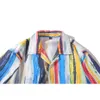 Camisas casuales para hombres MATTSWAG Rainbow Impresión colorida Camisa para hombres Empalme a rayas para hombres Botón de manga corta suelta hasta Male304i