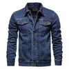 Männer Jacken 2023 Frühling Männer Solide Revers Denim Mode Motorrad Jeans Hommes Slim Fit Baumwolle Casual Schwarz Blau Mäntel 230919