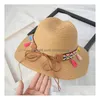 Sombrero de ala ancha para mujer con borlas de colores, sombreros de verano para mujer, estilo étnico, playa, protección solar al aire libre, sombreros de Panamá, entrega directa, Dhira