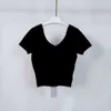 L-803 Damen Yoga T-Shirt Kurzarm Sexy Tight Crop Top Shirt V-Ausschnitt U Back Beauty Back Fitness