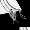 Hanger Kettingen Oude Sier Angel Wing Rvs Veer Ketting Voor Vrouwen Mannen Mode Fijne Sieraden Drop Levering Hangers Dha62