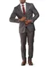 Costumes pour hommes marron sur mesure 2 pièces Blazer pantalon simple boutonnage revers à carreaux rayures mariage marié grande taille