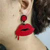 Halloween Bat Dangle Earring voor Vrouw Glitter Rood Bloed Lip Gothic Vrouwen Acryl Jewelry267Q