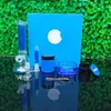 Kit de narguilé en verre de conception personnalisée personnalisée, conduite d'eau épaisse avec broyeur d'herbes, accessoires de réservoir de stockage, becher Bongs, huile Dab Rig, ensemble bleu jaune rouge vert