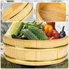 Conjuntos de louça de sushi balde de bambu servindo bandeja de madeira arroz redondo restaurante tigela recipiente de madeira cozinhar barril conveniente mistura