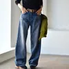 Kadın pantolon s micoco n5211c sanatsal uzun bacaklar yüksek bel çekme pantolon gevşek düz jean pantolon 230919