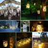 LED Strings Party 6Pcs/lot Hanging Solar Mason Jar Lid Lights 10 20 Leds Garden String Lights Outdoor Waterproof Solar Fairy Lights For Patio Lawn HKD230919