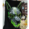 Maski imprezowe Przerażające LED Light Up Mask Blow in Dark Wolf Animal Mask for Men Women Halloween Masquerade Festival Cosplay Cosplay Props 230919