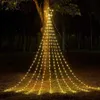 LED -strängar Party Outdoor Christmas Star String Light 9x2m 180 LED Waterfall Christmas Tree Light 8 Mode Window Curtain Light For Patio Wall Decor HKD230919