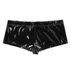 Sous-vêtements en Faux cuir pour hommes, Lingerie Sexy, poche bombée, trou pour pénis, Boxer, culotte taille basse, sous-vêtements érotiques en Latex pour Gay, 262g