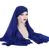 Vêtements ethniques Front Cross Hat avec écharpe en mousseline de soie Instant Hijab Underscarf Bonnet Cap Femmes Musulmanes Long Châle Wrap Veil Amira Foulard